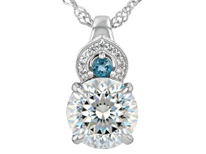 White Strontium Titanate Rhodium Over Sterling Silver Pendant With Chain 3.74ctw