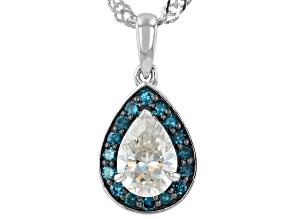 White Strontium Titanate Rhodium Over Sterling Silver Pendant With Chain 1.05ctw