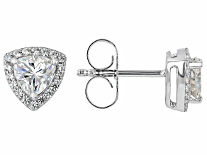 Strontium Titanate Rhodium Over Sterling Silver Stud Earrings 1.44ctw