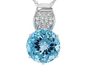 Sky Blue Topaz Rhodium Over Sterling Silver Pendant With Chain 16.67ctw