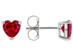 Red Lab Created Ruby Rhodium Over Sterling Silver Stud Earrings 1.76ctw