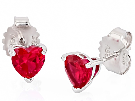 Red Lab Created Ruby Rhodium Over Sterling Silver Stud Earrings 1.76ctw