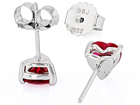 Red Lab Created Ruby Rhodium Over Sterling Silver Stud Earrings 1.76ctw