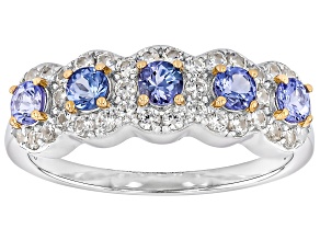 Blue Tanzanite Rhodium Over Sterling Silver Band Ring 1.45ctw
