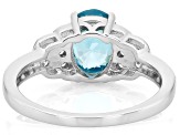 Blue Zircon Rhodium Over Sterling Silver Ring 2.64ctw