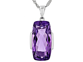 Purple Amethyst Rhodium Over Sterling Silver Pendant With Chain 8.76Ctw