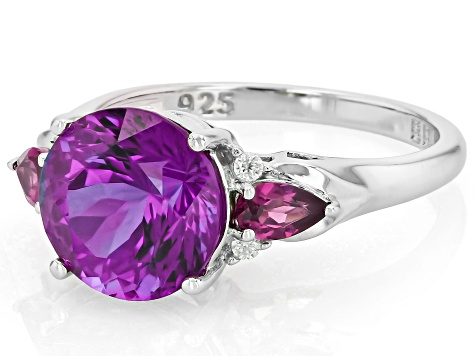 Purple Cranberry Zandrite(R) Rhodium Over Sterling Silver Ring