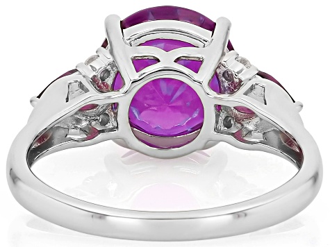 Purple Cranberry Zandrite(R) Rhodium Over Sterling Silver Ring