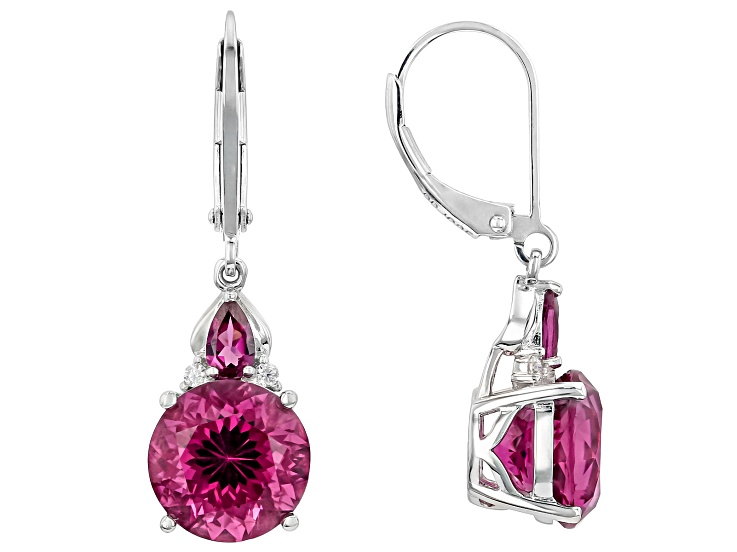 Purple Cranberry Zandrite(R) Rhodium Over Sterling Silver Dangle Earrings 9.16ctw