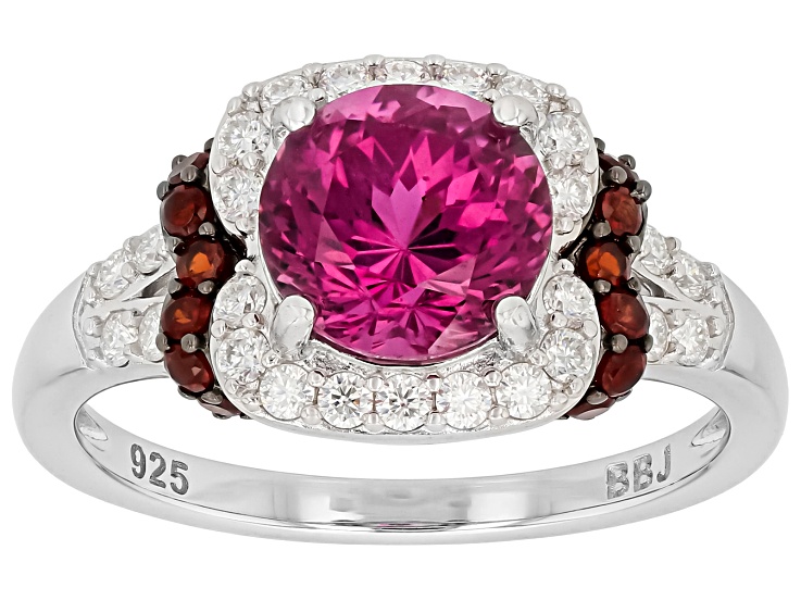 Purple Cranberry Zandrite(R) Rhodium Over Sterling Silver Ring 2.81ctw
