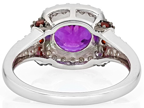 Purple Cranberry Zandrite(R) Rhodium Over Sterling Silver Ring
