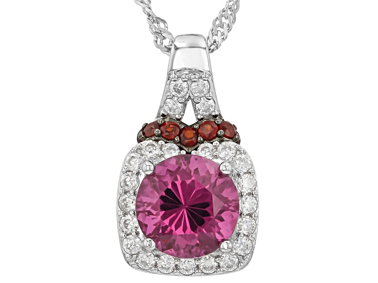 Cranberry Zandrite(R) Rhodium Over Sterling Silver Pendant With Chain 2.67ctw