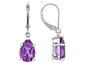 Purple Zandrite(R) Rhodium Over Sterling Silver Solitaire Dangle Earrings 6.36ctw