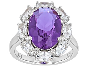 Purple Zandrite(R) Rhodium Over Sterling Silver Ring 6.87ctw