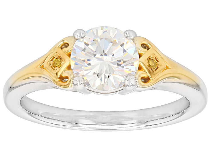 Strontium Titanate Rhodium Over Sterling Silver Two-Tone Ring 1.88