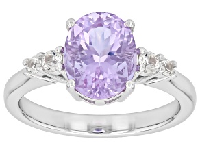 Blue Color Change Zandrite(R) Rhodium Over Sterling Silver Ring 2.35ctw