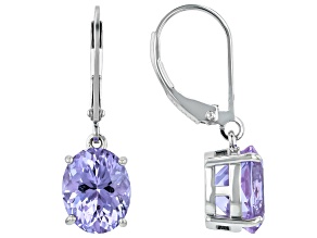 Blue Color Change Zandrite(R) Rhodium Over Sterling Silver Solitaire Dangle Earrings 4.25ctw