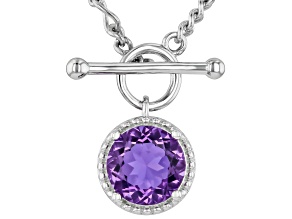 Purple Color Change Zandrite(R) Rhodium Over Sterling Silver Toggle Pendant With Chain 2.13ct