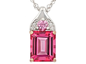 Pink Topaz Rhodium Over Sterling Silver Pendant With Chain 5.40ctw