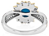 Blue Sleeping Beauty Turquoise Rhodium & 18K Yellow Gold Over Sterling Silver Ring 0.32ctw