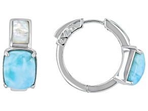 Blue Larimar Rhodium Over Sterling Silver Earrings