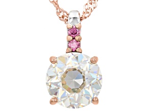 White Strontium Titanate Rhodium Over Silver Two-Tone Pendant With Chain 3.54ctw
