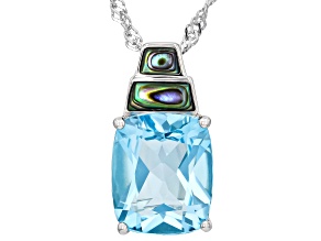Sky Blue Topaz Rhodium Over Sterling Silver Pendant/Chain 5.53ct