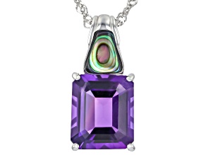 Purple African Amethyst Rhodium Over Sterling Silver Pendant With Chain 4.76ct