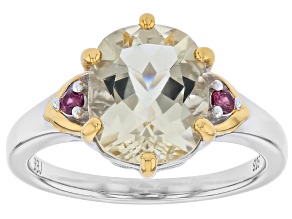 Candlelight Labradorite Rhodium Over Sterling Silver Two-Tone Ring 3.00ctw