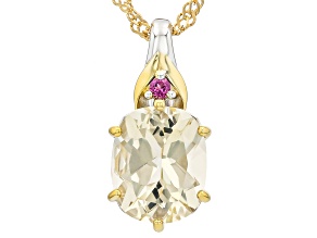 Candlelight Labradorite Rhodium Over Sterling Silver Two-Tone Pendant With Chain 2.95ctw