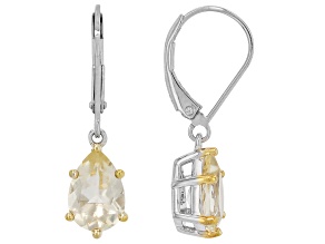 Candlelight Labradorite Rhodium Over Sterling Silver Two-Tone Solitaire Earrings 3.15ctw
