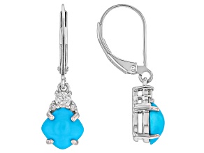 Blue Sleeping Beauty Turquoise Rhodium Over Sterling Silver Earrings 0.18ctw