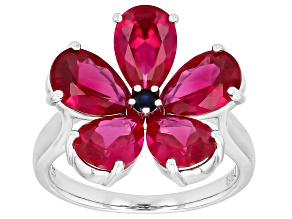 Lab Created Ruby Rhodium Over Sterling Silver Ring 6.66ctw