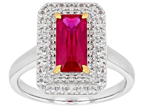 Lab Created Ruby Rhodium Over Sterling Silver Ring 2.09ctw