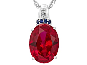 Lab Created Ruby Rhodium Over Silver Pendant With Chain 9.37ctw
