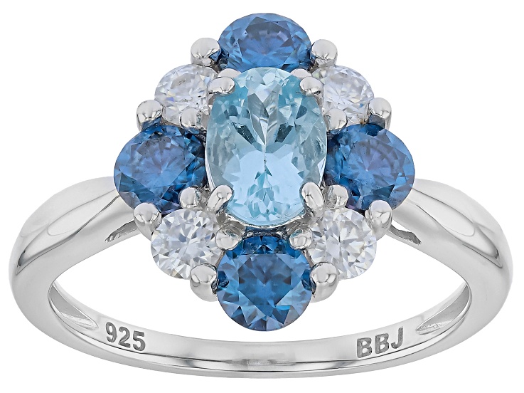 Mangoro Aquamarine Rhodium Over Sterling Silver Ring 1.70ctw