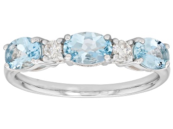 Picture of Blue Mangoro Aquamarine Rhodium Over Sterling Silver Band Ring 0.99ctw