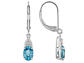 Blue Zircon Rhodium Over Sterling Silver Dangle Earrings 2.31ctw