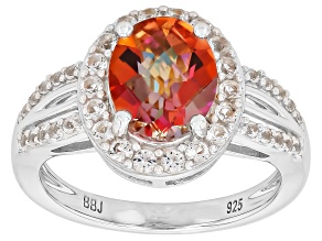 Azotic Ecstasy Topaz Rhodium Over Sterling Silver Ring 3.44ctw