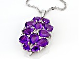 Purple Amethyst Rhodium Over Silver Pendant With Chain 9.02ctw