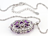 Purple Amethyst Rhodium Over Silver Pendant With Chain 9.02ctw
