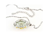 Green Prasiolite Rhodium & 18k Yellow Gold Over Silver Two-Tone Pendant Chain 10.99ctw