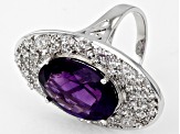 Purple African Amethyst Rhodium Over Sterling Silver Ring 11.01ctw