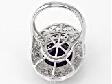 Purple African Amethyst Rhodium Over Sterling Silver Ring 11.01ctw