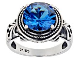 Blue Lab Created Spinel Rhodium Over Sterling Silver Ring 3.27ctw