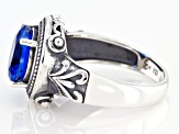 Blue Lab Created Spinel Rhodium Over Sterling Silver Ring 3.27ctw