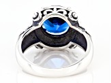 Blue Lab Created Spinel Rhodium Over Sterling Silver Ring 3.27ctw