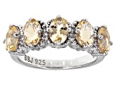 Yellow Oval Beryl Rhodium Over Sterling Silver Ring 1.85ctw