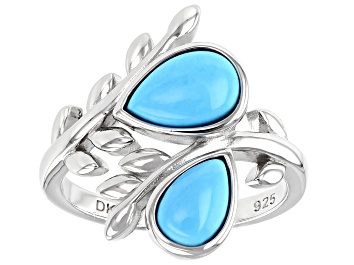 Picture of Blue Sleeping Beauty Turquoise Rhodium Over Bypass Ring