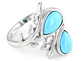 Blue Sleeping Beauty Turquoise Rhodium Over Bypass Ring